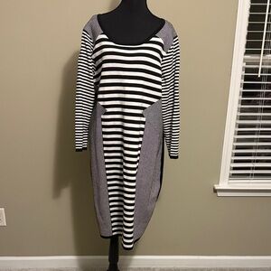 Striped Black and White Sweater Dress